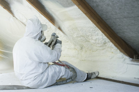 Spray polyurethane foam for attic insulation